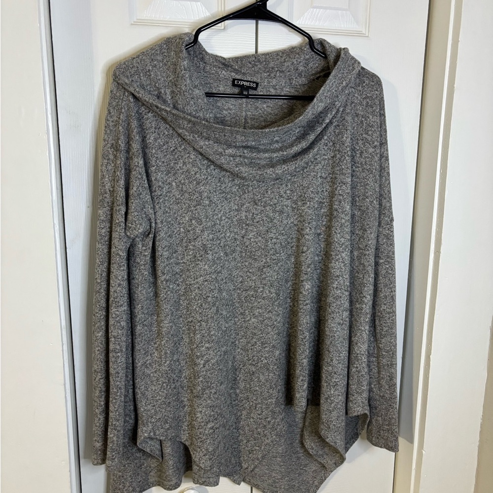 Express Heather Gray Cowl Neck Sweater